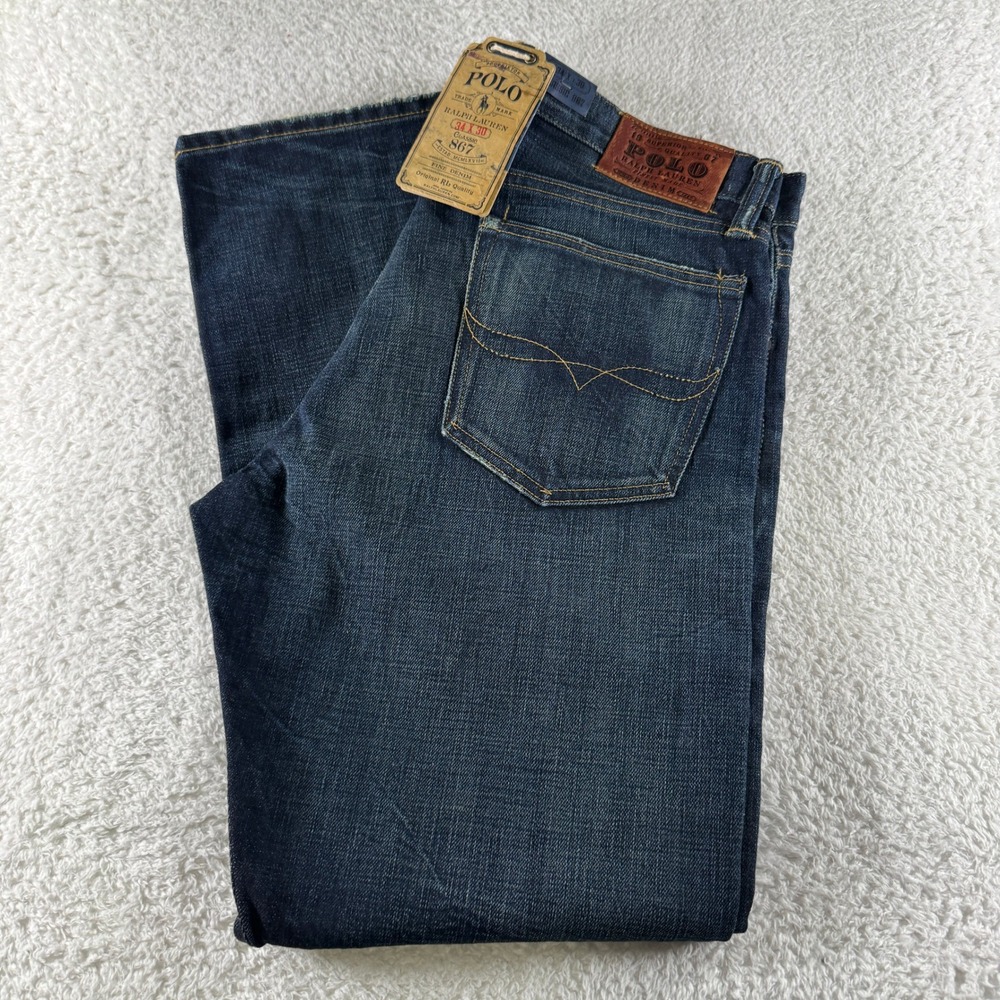 Polo Ralph Lauren Jeans Mens 34x30 Blue Classic 867 Dark Wash Straight Denim NEW